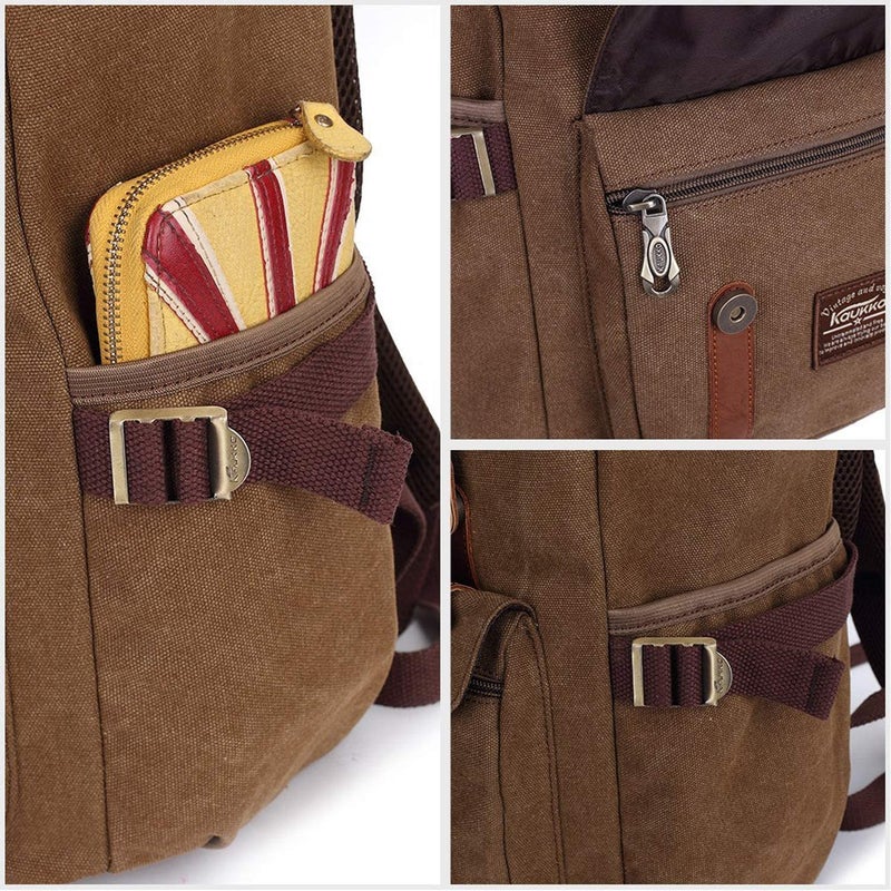 KAUKKO Laptop Backpack Travel Outdoor Weekend Bag Carry on Daypack Stylish and Durable Rucksack Hiking Backpack Fits 15.6"(5-1-brown) - Image 5